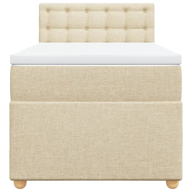 Sommier à lattes de lit et matelas Crème 90x190 cm Tissu