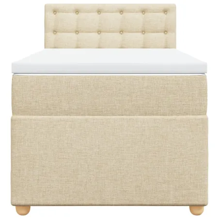 Sommier à lattes de lit et matelas Crème 90x190 cm Tissu