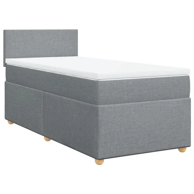 Sommier à lattes de lit avec matelas Gris clair 90x200 cm Tissu
