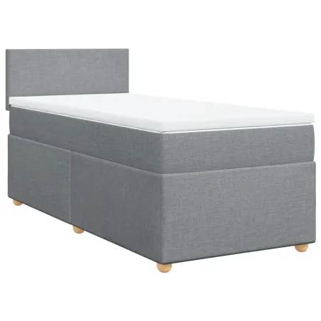 Sommier à lattes de lit avec matelas Gris clair 90x200 cm Tissu