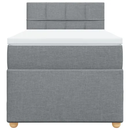 Sommier à lattes de lit avec matelas Gris clair 90x200 cm Tissu