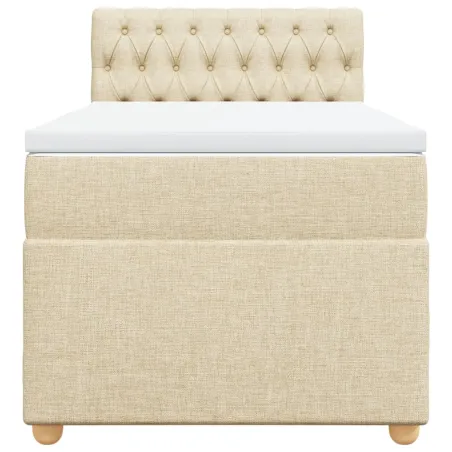 Sommier à lattes de lit avec matelas Crème 90x200 cm Tissu