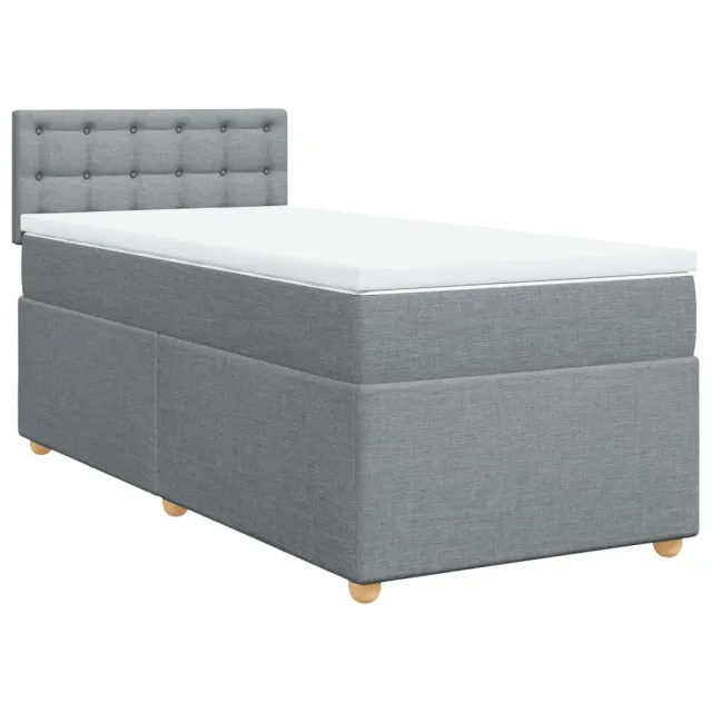 Sommier à lattes de lit avec matelas Gris clair 90x200 cm Tissu