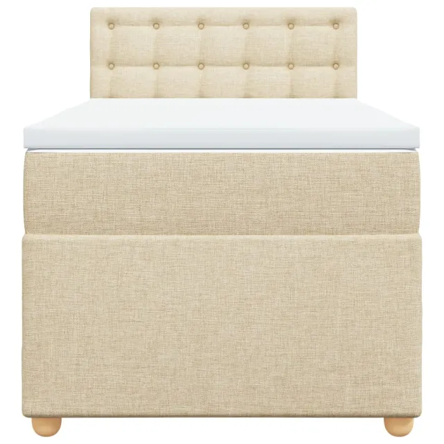 Sommier à lattes de lit avec matelas Crème 90x200 cm Tissu