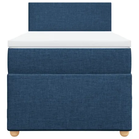 Sommier à lattes de lit avec matelas Bleu 100x200 cm Tissu