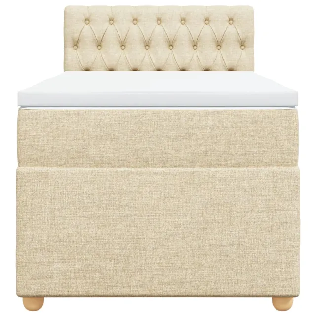 Sommier à lattes de lit avec matelas Crème 100x200 cm Tissu