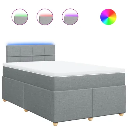 Sommier à lattes de lit et matelas gris clair 120x190 cm tissu 2