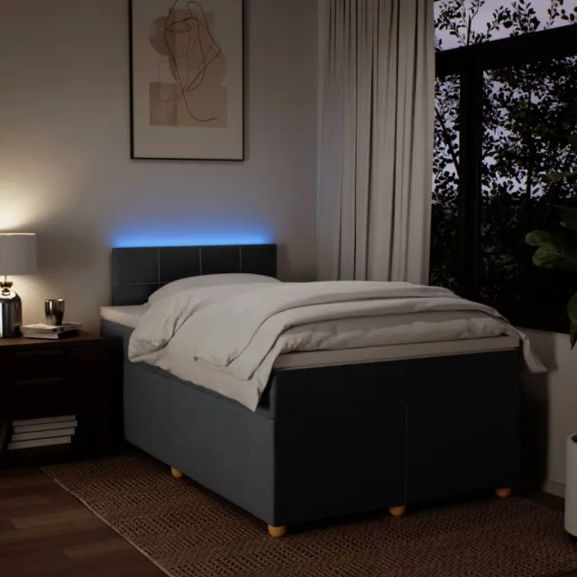 Sommier à lattes de lit avec matelas gris foncé 120x190cm tissu