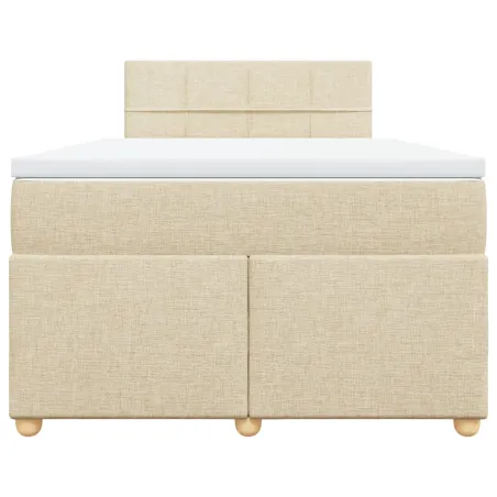 Sommier à lattes de lit avec matelas crème 120x190 cm tissu