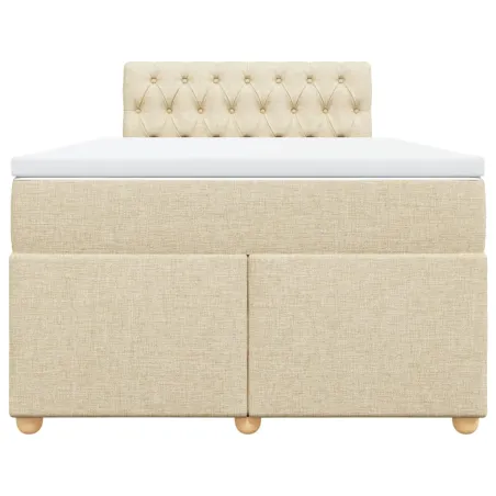 Sommier à lattes de lit avec matelas crème 120x190 cm tissu