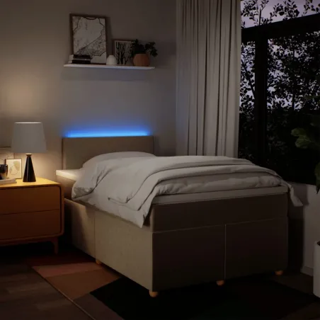 Sommier à lattes de lit avec matelas Crème 120x200 cm Tissu