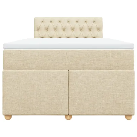 Sommier à lattes de lit avec matelas Crème 120x200 cm Tissu