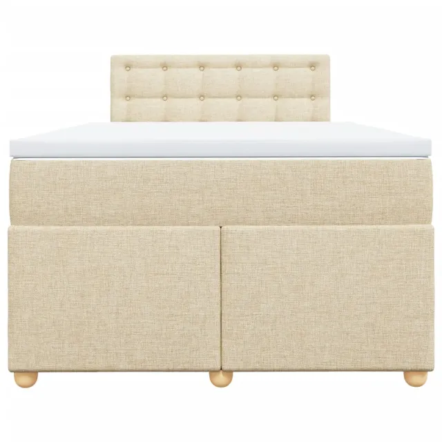 Sommier à lattes de lit avec matelas Crème 120x200 cm Tissu