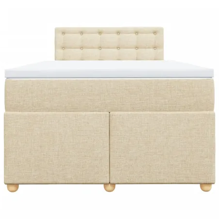 Sommier à lattes de lit avec matelas Crème 120x200 cm Tissu