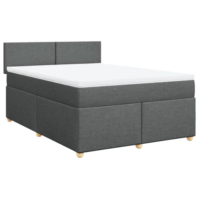 Sommier à lattes de lit avec matelas Gris foncé 140x190cm Tissu
