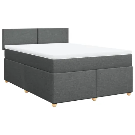 Sommier à lattes de lit avec matelas Gris foncé 140x190cm Tissu