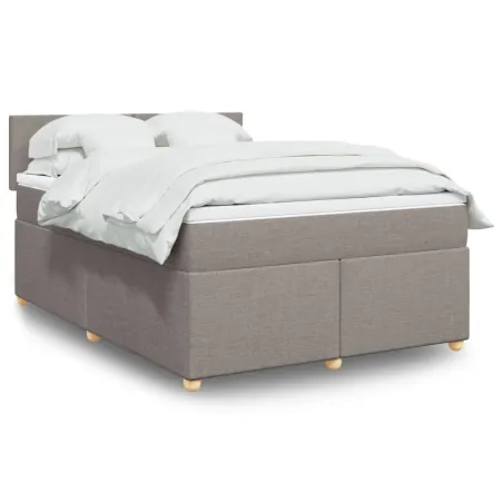 Sommier à lattes de lit avec matelas Taupe 140x190 cm Tissu