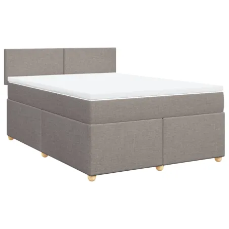 Sommier à lattes de lit avec matelas Taupe 140x190 cm Tissu