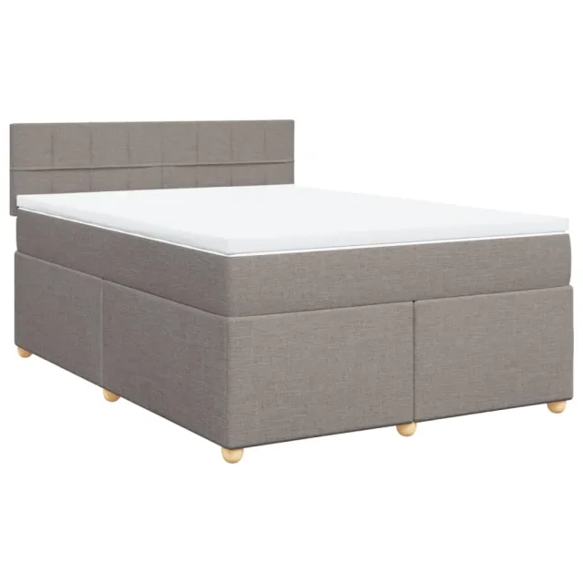 Sommier à lattes de lit avec matelas Taupe 140x190 cm Tissu