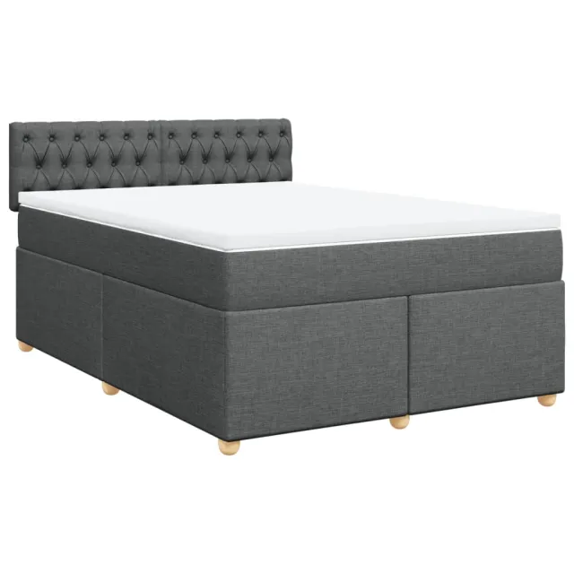 Sommier à lattes de lit avec matelas Gris foncé 140x190cm Tissu