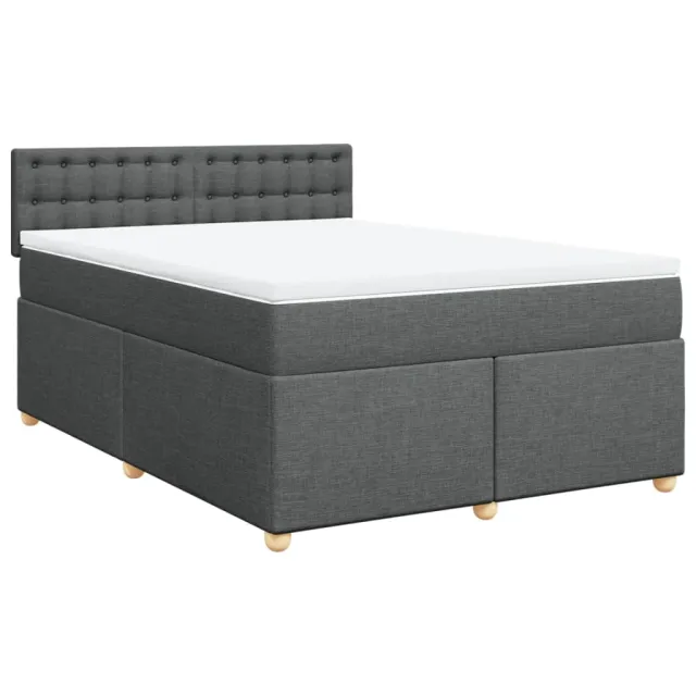 Sommier à lattes de lit avec matelas Gris foncé 140x190cm Tissu