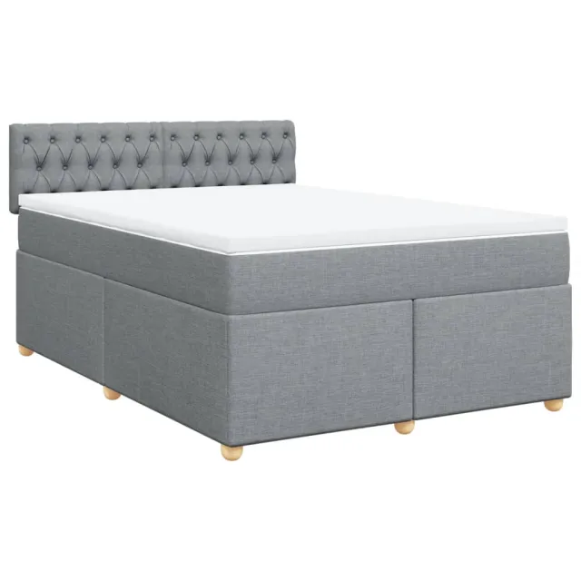 Sommier à lattes de lit avec matelas Gris clair 140x200cm Tissu