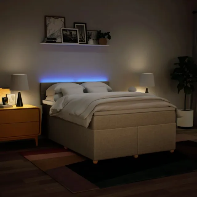 Sommier à lattes de lit avec matelas Crème 160x200 cm Tissu