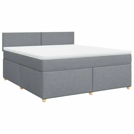 Sommier à lattes de lit avec matelas Gris clair 180x200cm Tissu