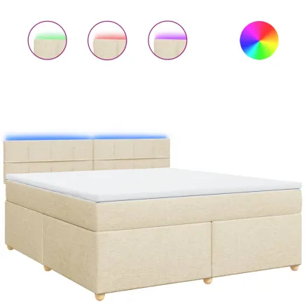 Sommier à lattes de lit avec matelas Crème 180x200 cm Tissu 2