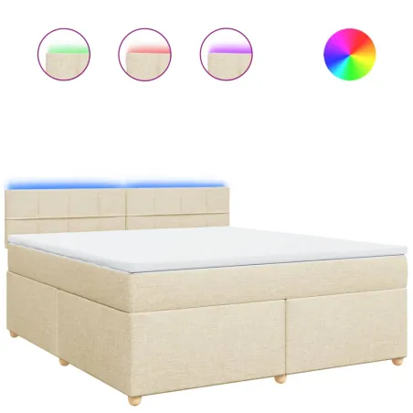 Sommier à lattes de lit avec matelas Crème 180x200 cm Tissu