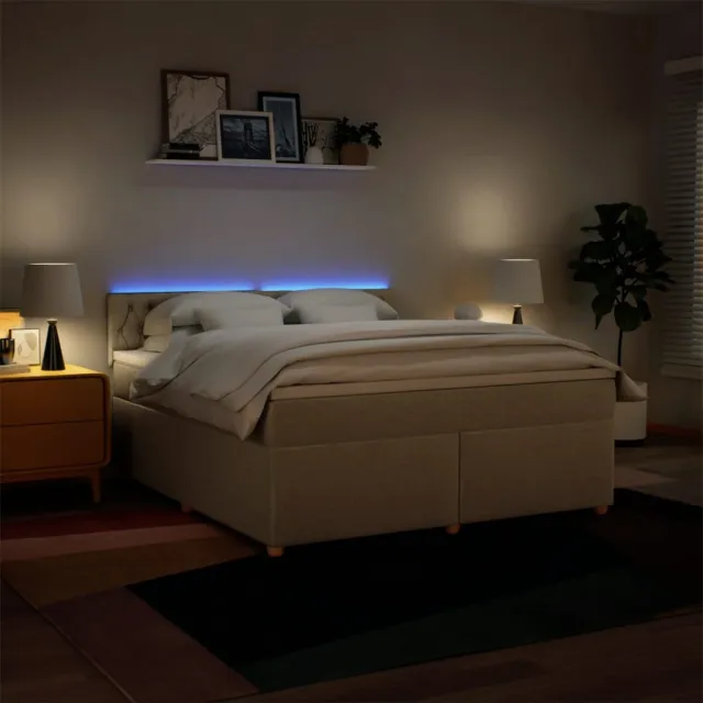 Sommier à lattes de lit avec matelas Crème 180x200 cm Tissu