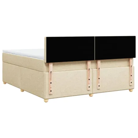 Sommier à lattes de lit avec matelas Crème 180x200 cm Tissu
