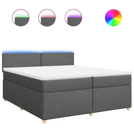 Sommier à lattes de lit avec matelas Gris foncé 200x200cm Tissu 2