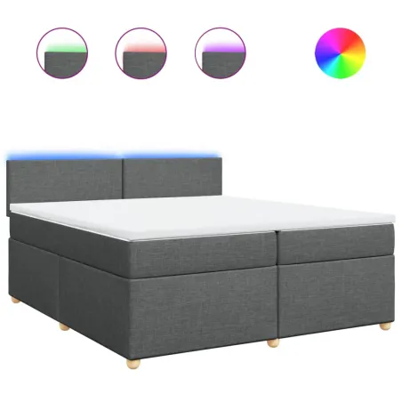 Sommier à lattes de lit avec matelas Gris foncé 200x200cm Tissu