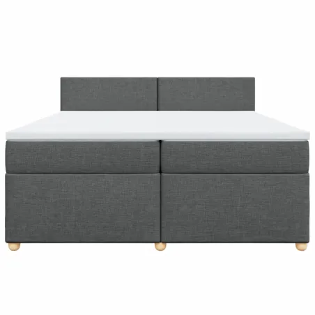 Sommier à lattes de lit avec matelas Gris foncé 200x200cm Tissu