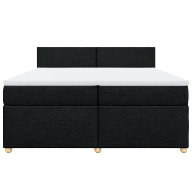 Sommier à lattes de lit avec matelas Noir 200x200 cm Tissu