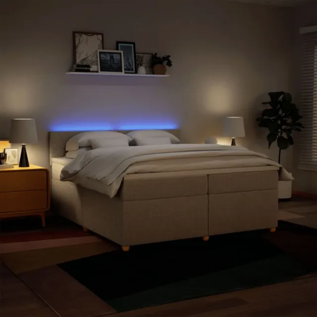 Sommier à lattes de lit avec matelas Crème 200x200 cm Tissu