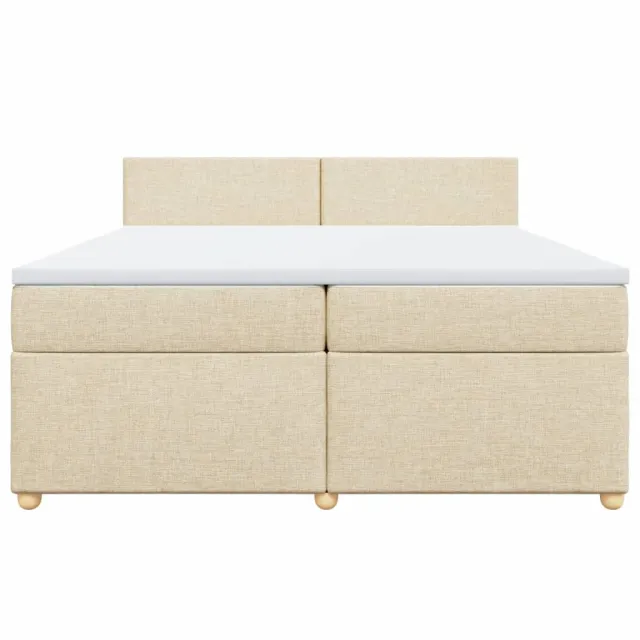 Sommier à lattes de lit avec matelas Crème 200x200 cm Tissu