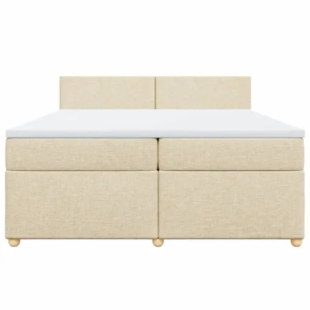 Sommier à lattes de lit avec matelas Crème 200x200 cm Tissu