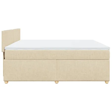 Sommier à lattes de lit avec matelas Crème 200x200 cm Tissu