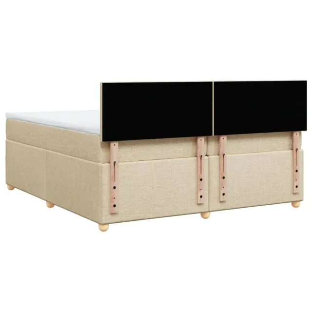 Sommier à lattes de lit avec matelas Crème 200x200 cm Tissu
