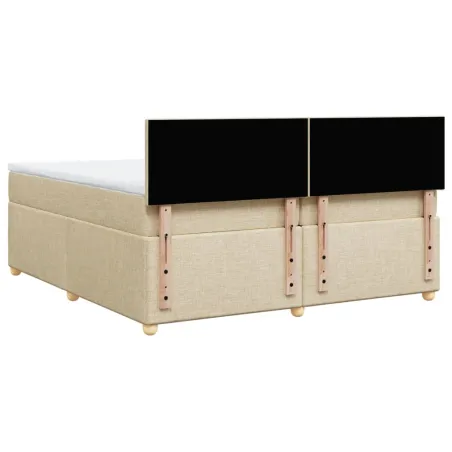 Sommier à lattes de lit avec matelas Crème 200x200 cm Tissu