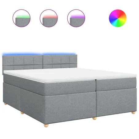 Sommier à lattes de lit avec matelas Gris clair 200x200cm Tissu