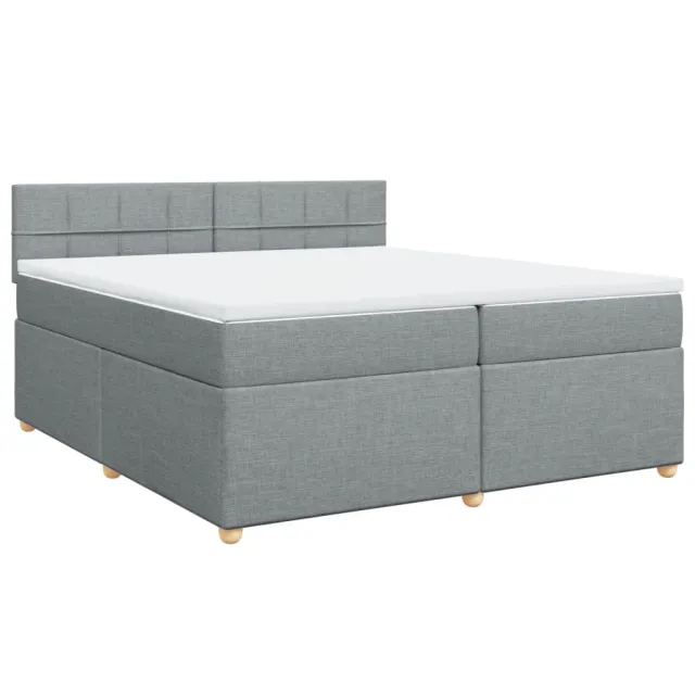 Sommier à lattes de lit avec matelas Gris clair 200x200cm Tissu