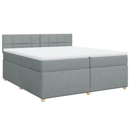 Sommier à lattes de lit avec matelas Gris clair 200x200cm Tissu