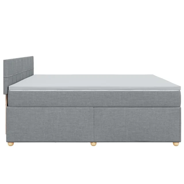 Sommier à lattes de lit avec matelas Gris clair 200x200cm Tissu