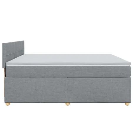 Sommier à lattes de lit avec matelas Gris clair 200x200cm Tissu