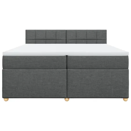Sommier à lattes de lit avec matelas Gris foncé 200x200cm Tissu