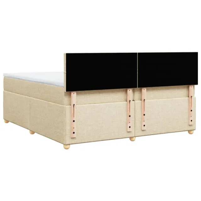 Sommier à lattes de lit avec matelas Crème 200x200 cm Tissu