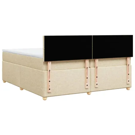 Sommier à lattes de lit avec matelas Crème 200x200 cm Tissu